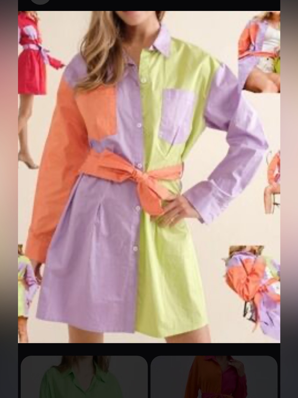 Women’s Colorblock Mini Shirt Dress Neon Dressed in Lala Vibes Pearl Snaps